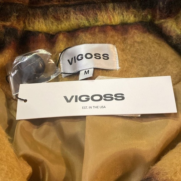 Vigoss Plaid Double Breasted Peacoat Lemon,‎ Brushed Polished Checks Preppy Fall - Picture 11 of 15